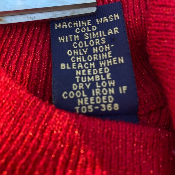 Laura Scott Sleeveless Mock Turtleneck Red with Sparkles, Holiday, size Large - Picture 6 of 8